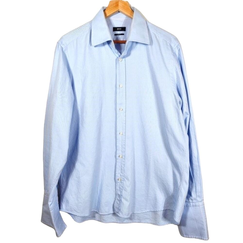 Light Blue Hugo Boss Wide Cuff Button Up Shirt Size 42/16.5